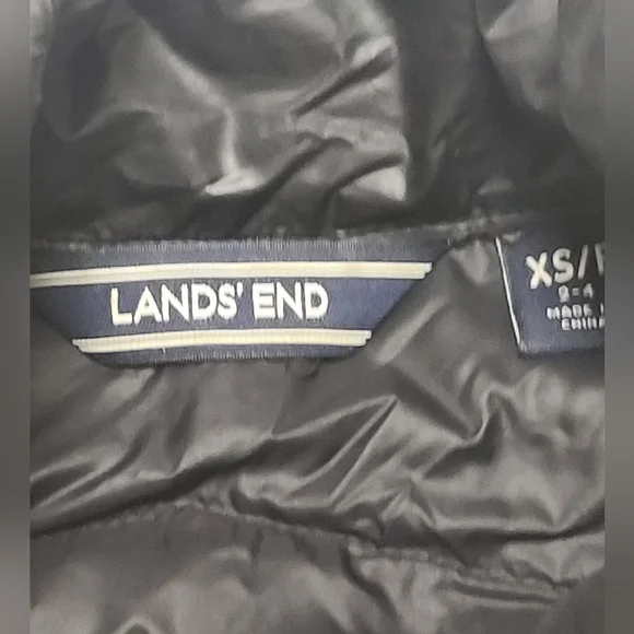 Lands End Long Down Black Puffer Vest Size Xs - Picture 4 of 9